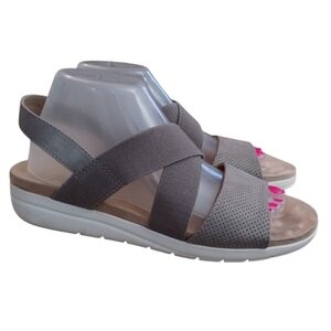 LifeStride Velocity Womens Plush Canvas Slingback Open Toe Strappy Sandals